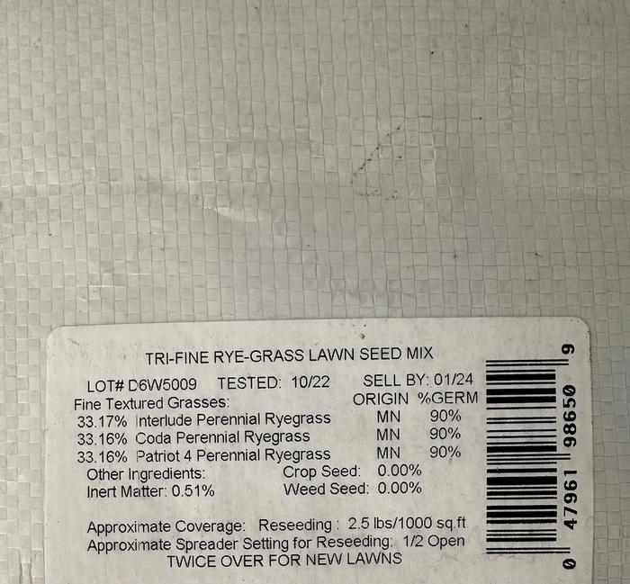 50lb Tri Rye Grass Seed